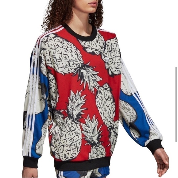 adidas x Farm Pineapple Print Boyfriend Pullover Sweatshirt - Picture 5 of 12